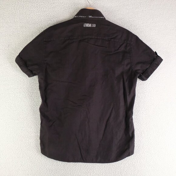 Au Noir Shirt Mens 4 Large Black Short Sleeve Button Up Geometric Stretch - Picture 4 of 9